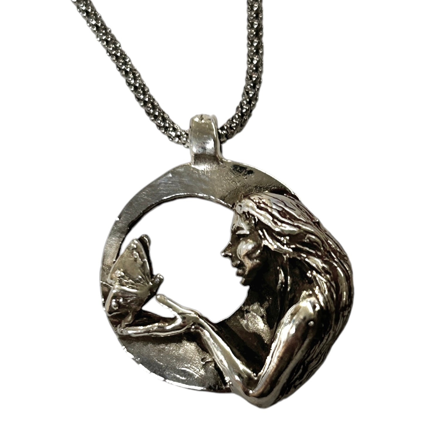 Woman with Butterfly Pendant